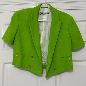 Zara cropped short sleeve blazer